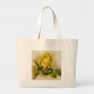 Yellow Rose Antiek Print Fine Art Grote Tote Bag