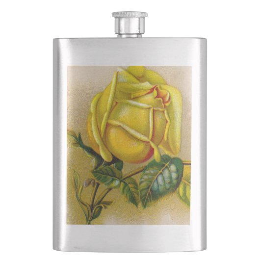 Yellow Rose Antiek Print Fine Art Heupfles (Voorkant)