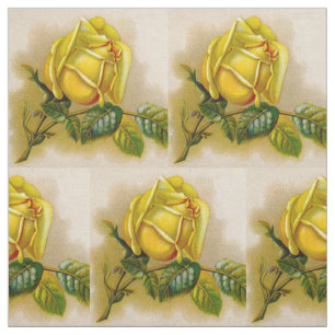 Yellow Rose Antiek Print Fine Art Stof