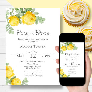 Yellow Rose Baby shower Invitation Kaart