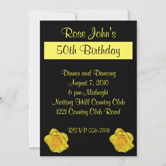 Yellow Rose Birthday Uitnodiging (Voorkant)