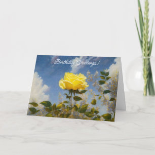 Yellow Rose Blue Sky Garden Verjaardag Kaart