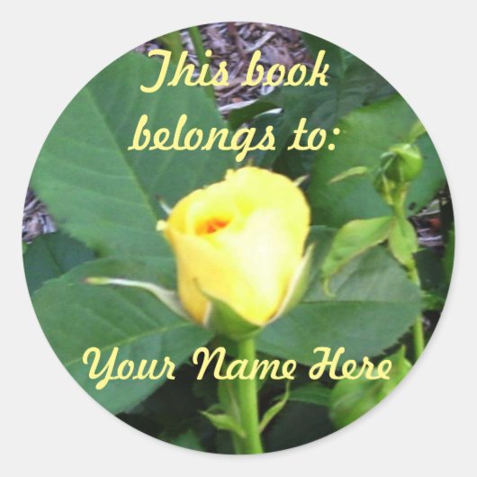 Yellow Rose Book Name Bord Sticker (Voorkant)