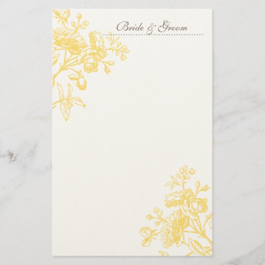 Yellow Rose bruiloft briefpapier (Voorkant)