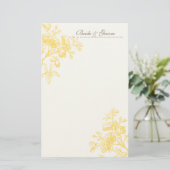 Yellow Rose bruiloft briefpapier (Staand voorkant)