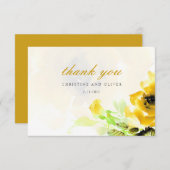 Yellow Rose bruiloft dank u kaart (Voorkant / Achterkant)