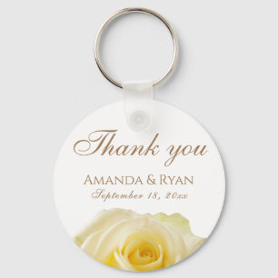 Yellow Rose Flower Floral Wedding Dank je Keycha Sleutelhanger