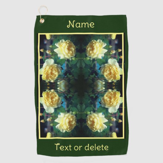 Yellow Rose Flower Pair Abstract gepersonaliseerd Golfhanddoek (Voorkant)