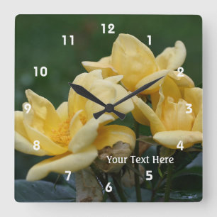 Yellow Rose Flower Trio gepersonaliseerd Vierkante Klok
