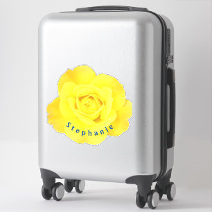 Yellow Rose Flowers Blauwe Naam Tekst Sjabloon Sch Sticker