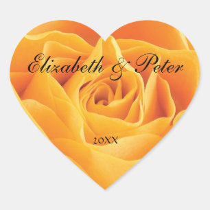 Yellow Rose gepersonaliseerde hart bruiloft Sticke Sticker
