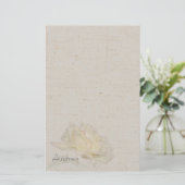 Yellow Rose Linen look Stationery Briefpapier (Staand voorkant)