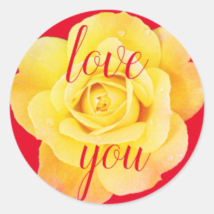 Yellow Rose Love You Bloemenrood Custom Schattige Ronde Sticker
