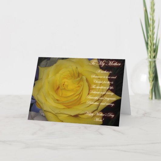 Yellow Rose Moederdag Kaart (Voorkant)