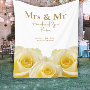 Yellow Rose Mrs. en de heer Bridal Couple Wedding Fleece Deken