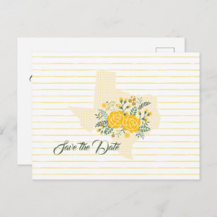 Yellow Rose of Texas - Gingham State Save the Date Briefkaart