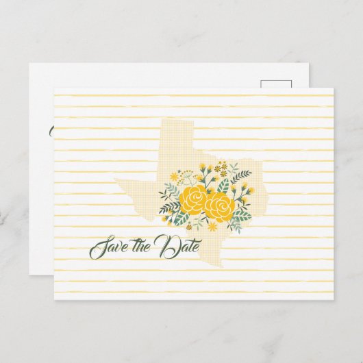 Yellow Rose of Texas - Gingham State Save the Date Briefkaart (Voorkant / Achterkant)