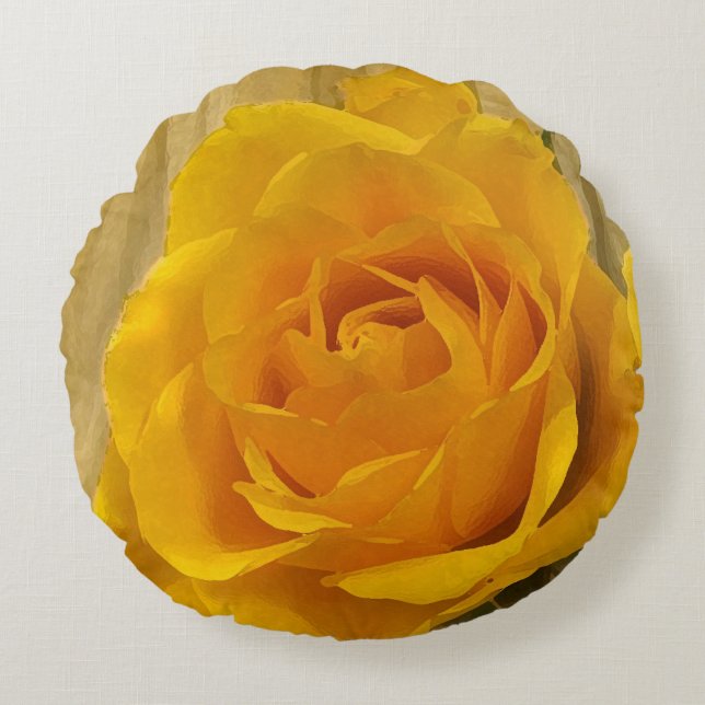 Yellow Rose Petals Round Pillow Rond Kussen (Voorkant)