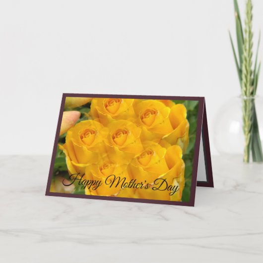 Yellow Rose Photo Pattern | Donkerrood Feestdagen Kaart (Voorkant)