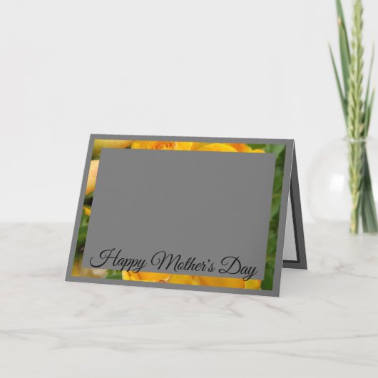 Yellow Rose Photo Pattern | Grijs Feestdagen Kaart (Voorkant)
