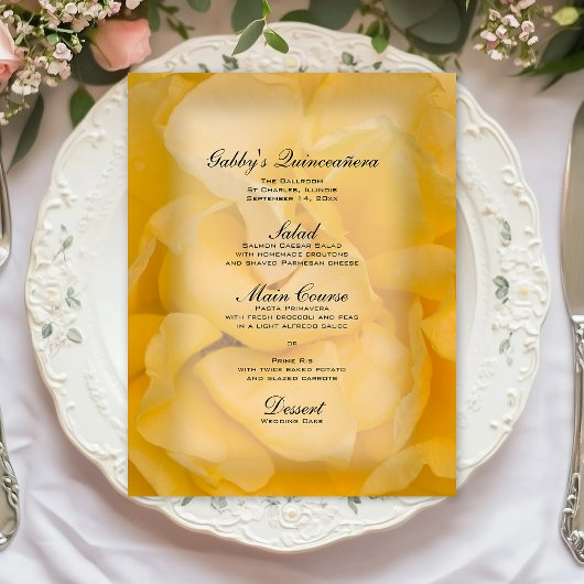 Yellow Rose Quinceañera Menu