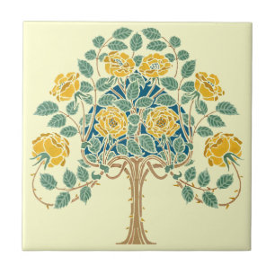  Yellow Rose Struik 1909 Kunst en ambacht Tegeltje