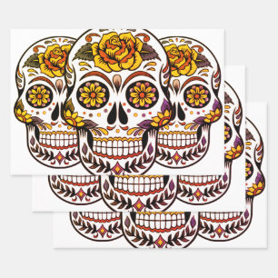 Yellow Rose Sugar Skull Inpakpapier Vel