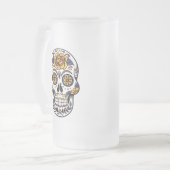 Yellow Rose Sugar Skull Matglas Bierpul (Voorkant links)