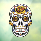Yellow Rose Sugar Skull Raamsticker (Vel 3)