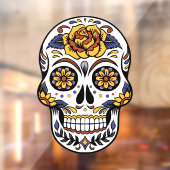 Yellow Rose Sugar Skull Raamsticker (Vel 2)