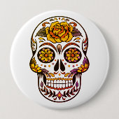 Yellow Rose Sugar Skull Ronde Button 4,0 Cm (Voorkant)