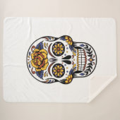 Yellow Rose Sugar Skull Sherpa Deken (Voorkant (horizontaal))