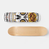 Yellow Rose Sugar Skull Skateboard (Horizontaal)