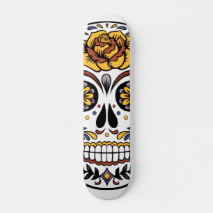 Yellow Rose Sugar Skull Skateboard