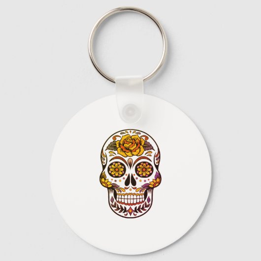 Yellow Rose Sugar Skull Sleutelhanger (Voorkant)