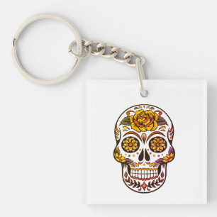 Yellow Rose Sugar Skull Sleutelhanger