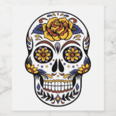 Yellow Rose Sugar Skull Wijn Etiket (Enkel label)