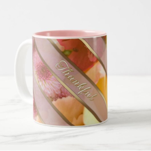 Yellow Rose Thankful Message Two-Tone Coffee Mug