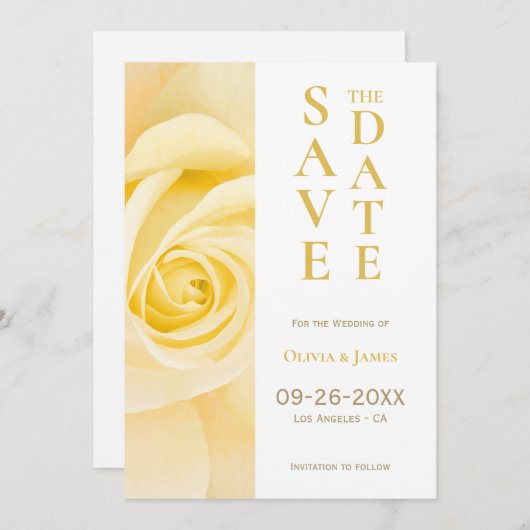 Yellow Rose Wedding Bewaar de datum Save The Date (Voorkant / Achterkant)