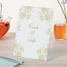 Yellow Rose Wedding Cards Gift Sign Reclamebord Met Voetstuk