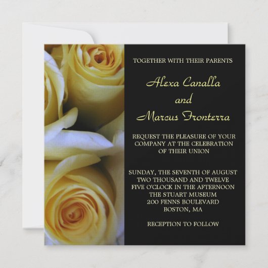 Yellow Rose Wedding Invitation Kaart (Voorkant)