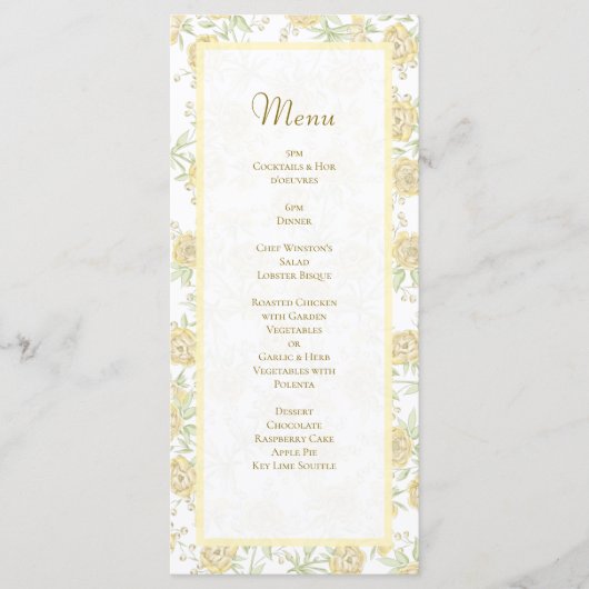 Yellow Rose Wedding Menus (Devant)