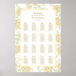 Yellow Rose Wedding Seating Chart Poster