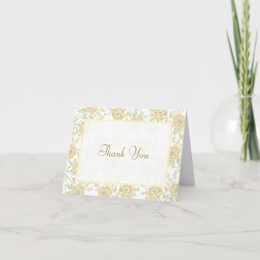 Yellow Rose Wedding Thank You Cards (Voorkant)