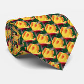 Yellow Rosebud Flower Natuur Pattern Stropdas (Opgerold)