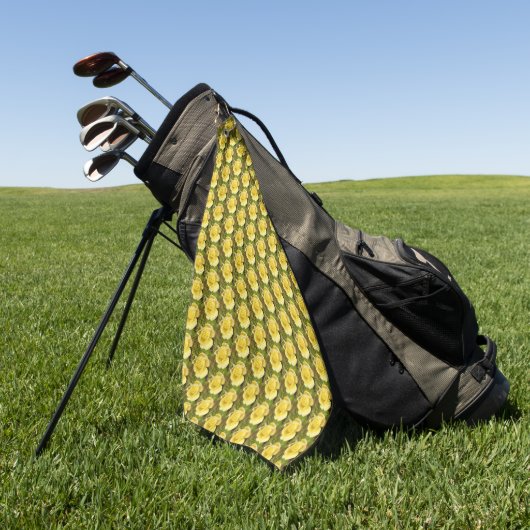 Yellow Rosebud Golfhanddoek (Groen)