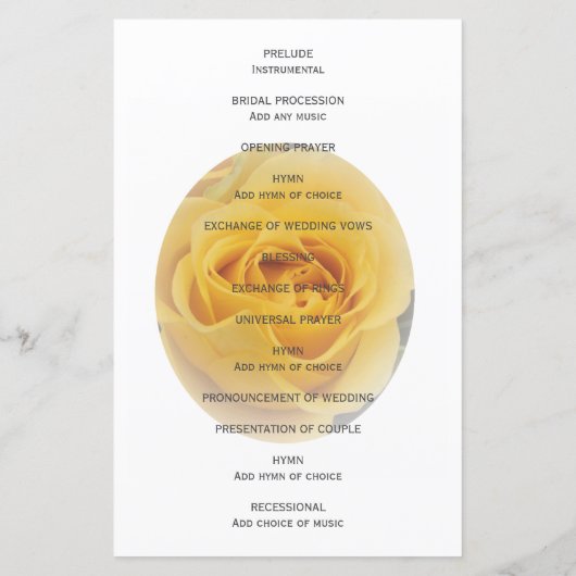 Yellow Rosebud Wedding Programma (Achterkant)