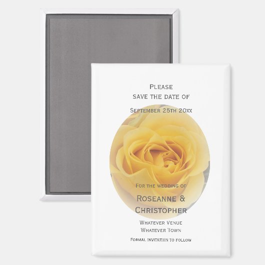 Yellow Rosebud Wedding Save the Date Magneet (Voorkant / Achterkant)