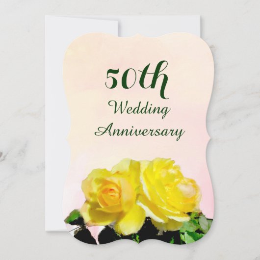 Yellow Roses 50th Wedding Jubileum Invitation Kaart (Voorkant)