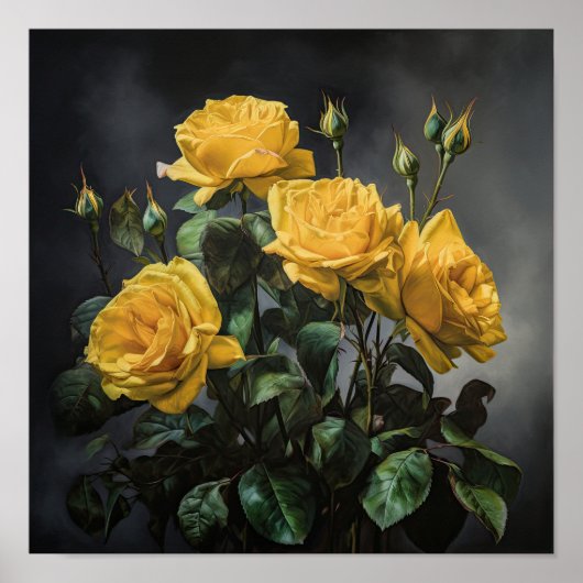 Yellow Roses Art Print Poster (Voorkant)